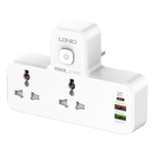 Ldnio Sc2311 20w Pd Fast Charging 2500w Power Extension Touch Night Lamp 2 Sockets 1 Usb-c +2 Usb-a