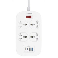 Ldnio Sc4407c 2500w Power Extension 4 Sockets 2 Usb-a + 2 Usb-c 2m