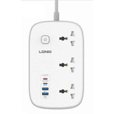 Ldnio Sc6 45w Gan Fast Charging 3250w Power Extension 3 Sockets 2 Usb-a + 2 Usb-c 2m
