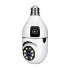 Speed-X SP-E28-2 Dual Lens Bulb Camera 1080p Wifi Panoramic Night Vision Motion Detection With V380 Pro App